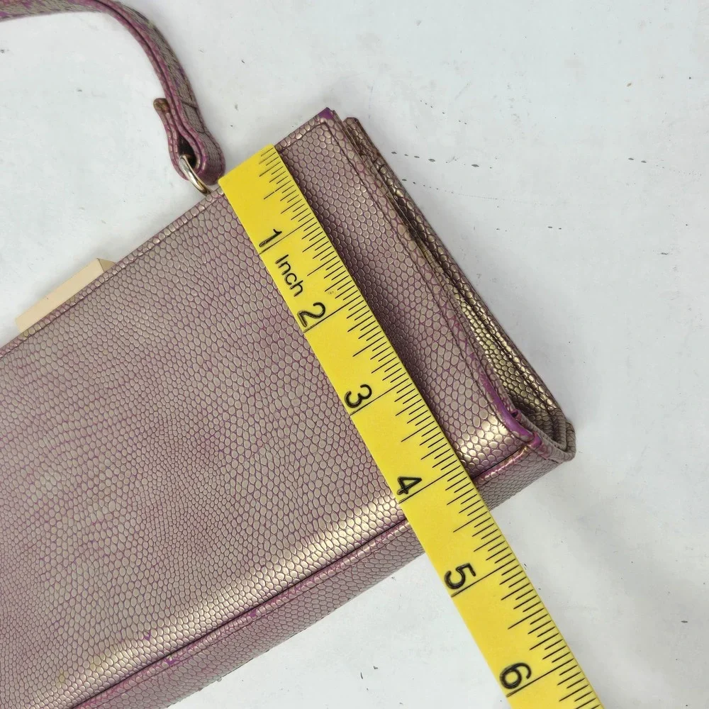 Carlos Santana Metallic Gold‎ Purple Snakeskin Embossed Frame Clutch Handbag